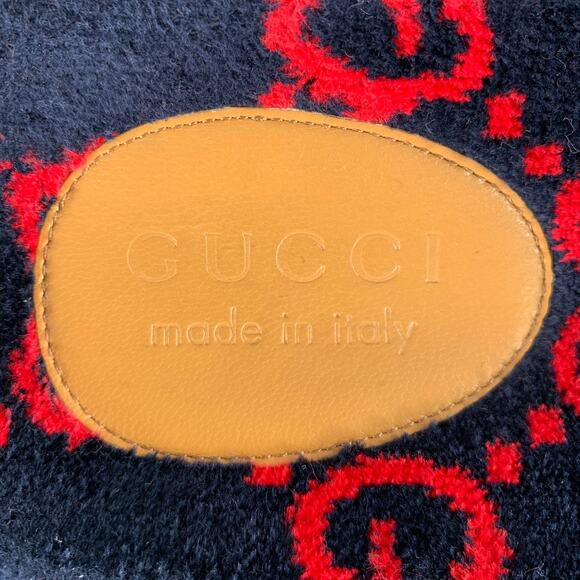 GUCCI Size 10.5 Black Red Guccissima Monogram Velvet Slip On Sandals - Picture 7 of 9